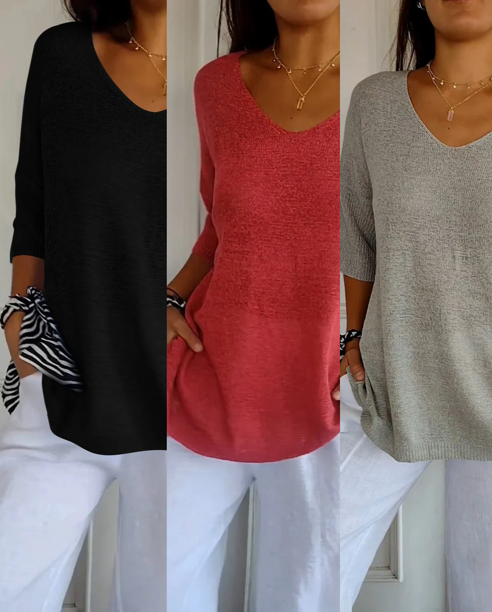 Kit 3 Blusas Luna® em Malha Leve Elegante