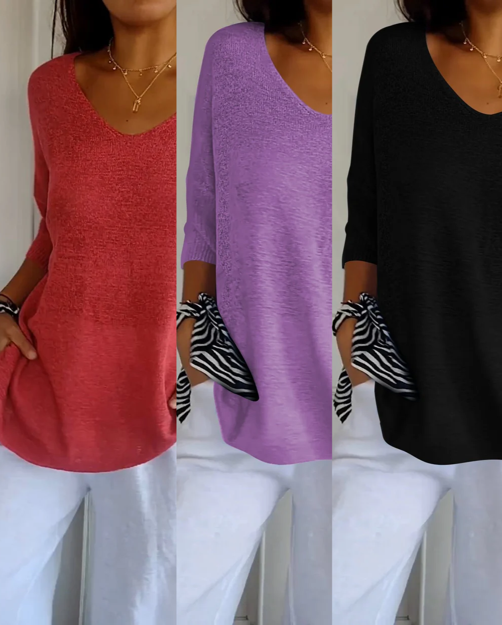 Kit 3 Blusas Luna® em Malha Leve Elegante