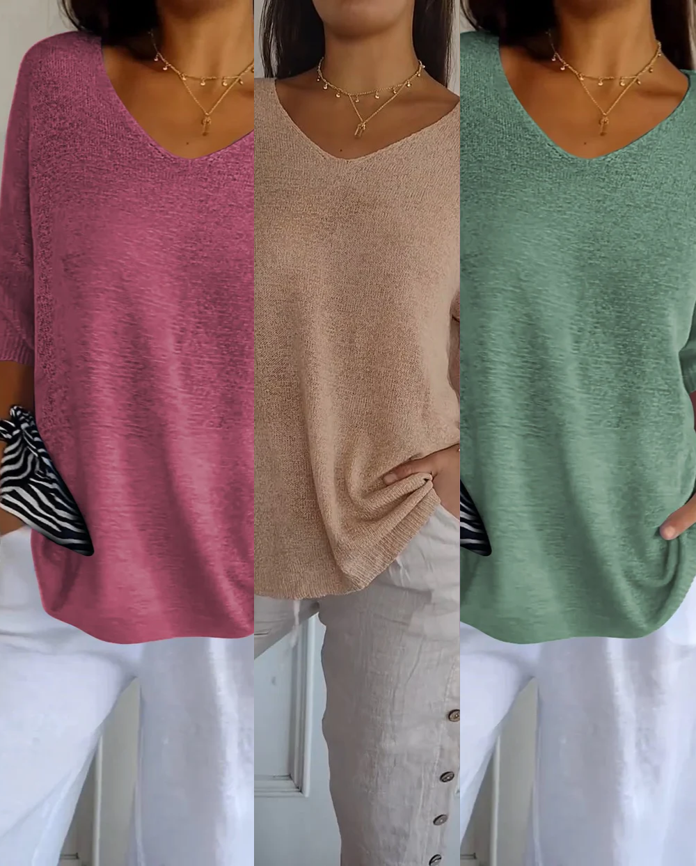 Kit 3 Blusas Luna® em Malha Leve Elegante